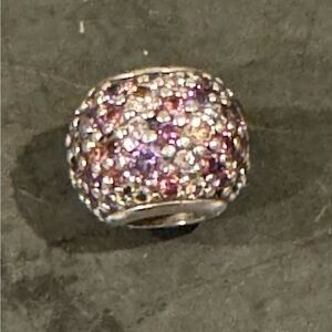 Pandora Sterling Silver charm with Purple and Pink Crystal Accents